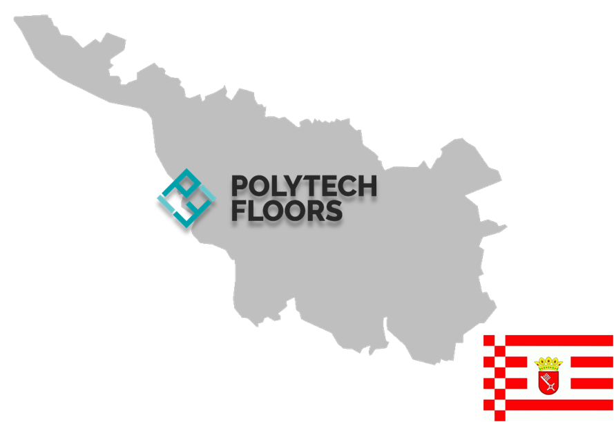 Karte von Bremen und Logo von Polytech Floors