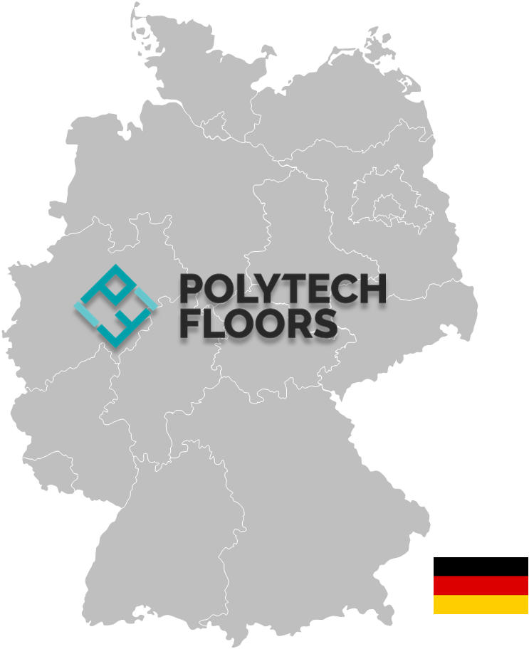 Deutschlandkarte mit Polytech Floors Logo